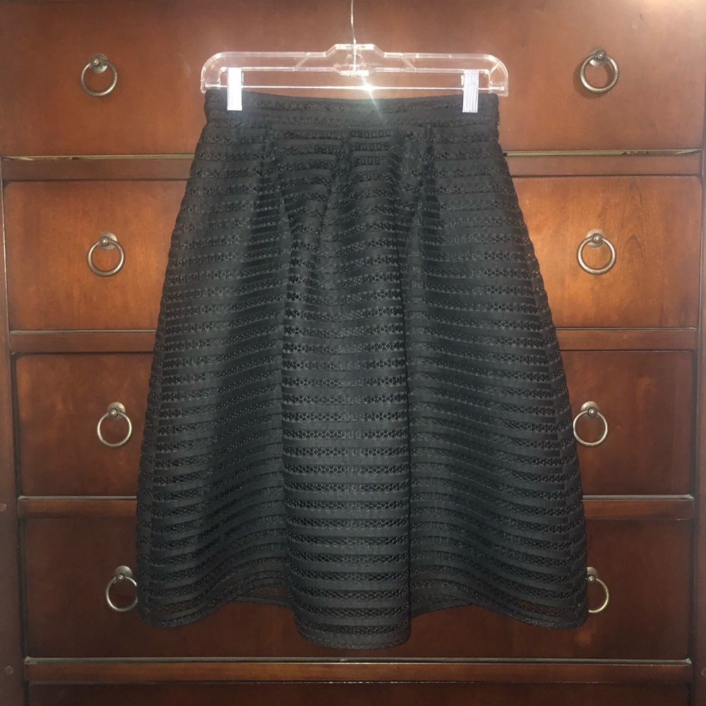 Black Ribbon Lace Overlay Skirt